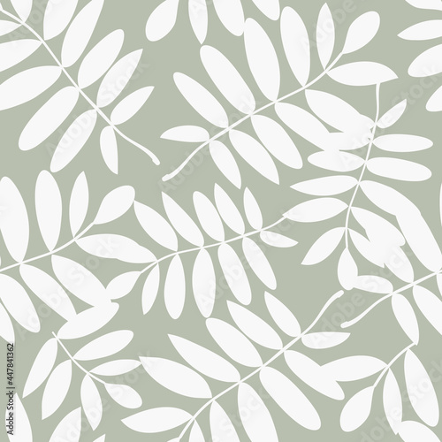 Seamless vector pattern with leaves and branches. Floral endless pattern. Summer fresh background in pastel color. Textile, fabric, wrapping paper design.