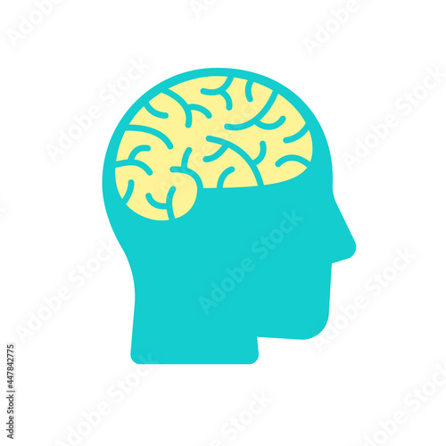 Human head brain icon, Mental health process, Medical and psychology concept, Isolated on white background, Vector illustration