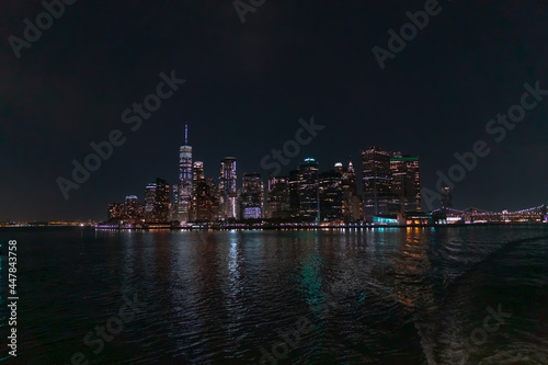New York city skyline at night viewed from Hudson river © Hairem