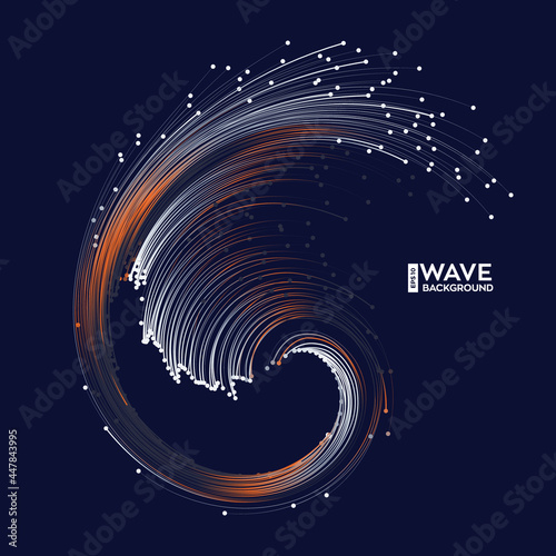 Evolution of data. Vector explosion motion dot lines background. Small particles strive out of center. vector illustration use for quantum technology, digital, science, music, communication.
