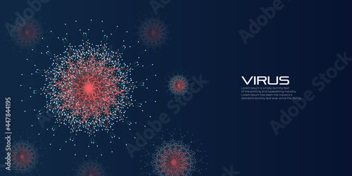  Virus banner vector illustration. Microbiology concept.