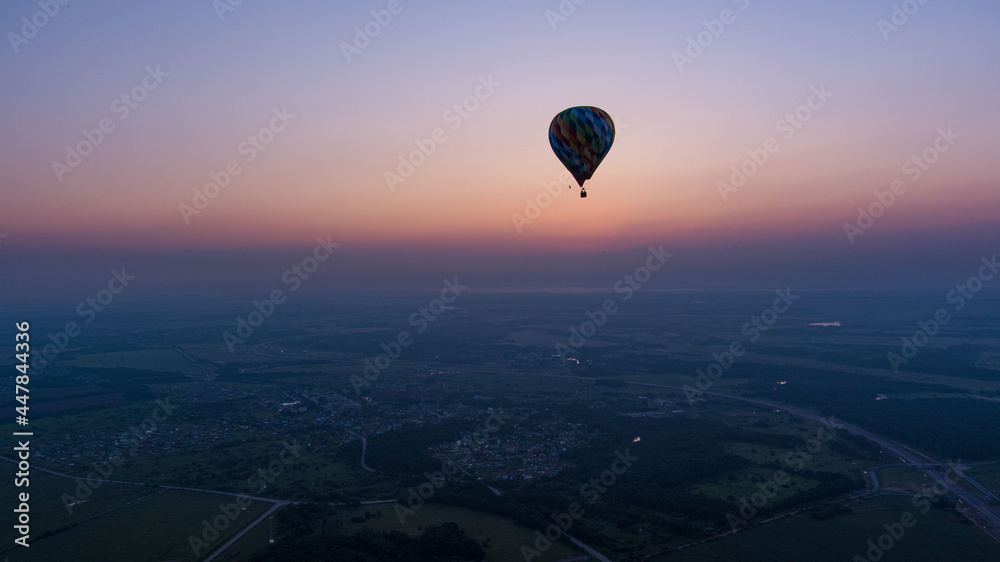 color hot air balloon in sky cloud and sunrise background at the morning time 