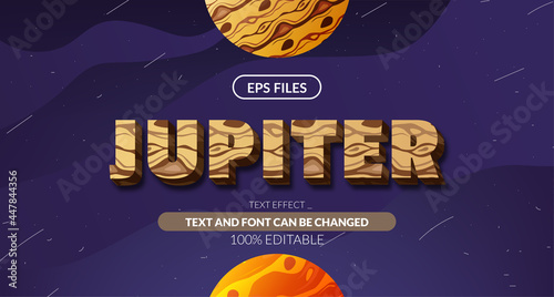 Jupiter planet cosmic astrology 3d editable text effect. eps vector file