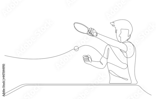 One single line drawing table tennis player.