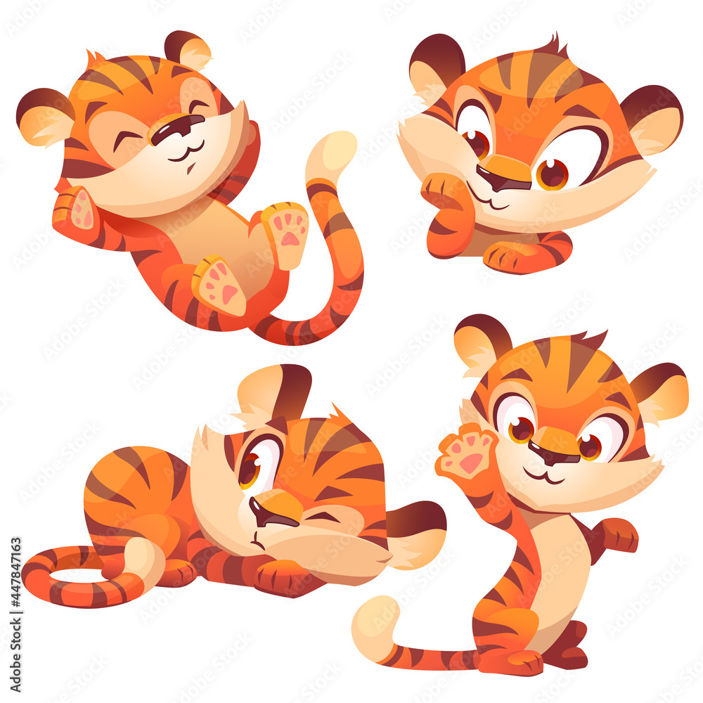 Cute tiger cub cartoon character, funny animal Stock Vector | Adobe Stock Cute tiger cub cartoon character, funny animal Stock Vector | Adobe Stock