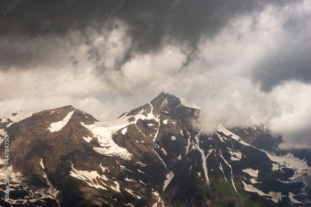 Dark clouds over the mountains at Grossglockner in Austria