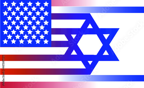The flag of American-Israeli relations. Vector illustration.