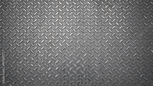 Pattern of old metal diamond plate, Surface of black steel floor non-skid with dirty stain, Texture background