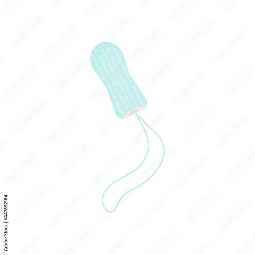 Obraz premium hygienic vaginal tampon. isolated image of protective device during woman's menstrual cycle. Absorbent material. Universal design. Vector illustration, flat