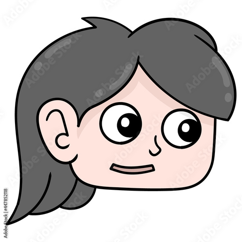 the head of a woman with a spoiled smiling face, doodle icon drawing