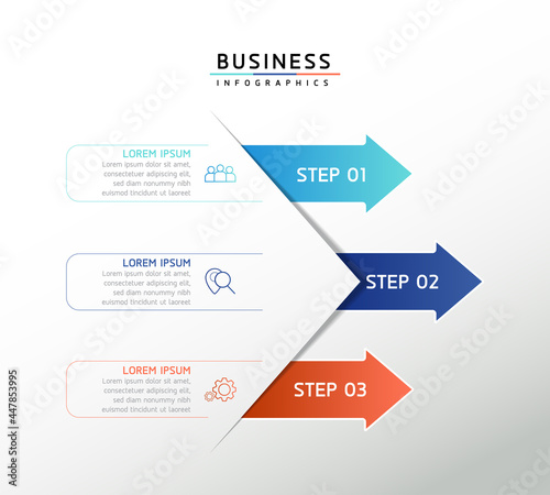 Vector illustration, infographics design, template, marketing, information, with 3 options or steps © Rasarin