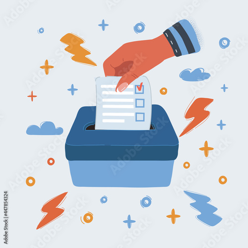 Vector illustration of voting box with hand