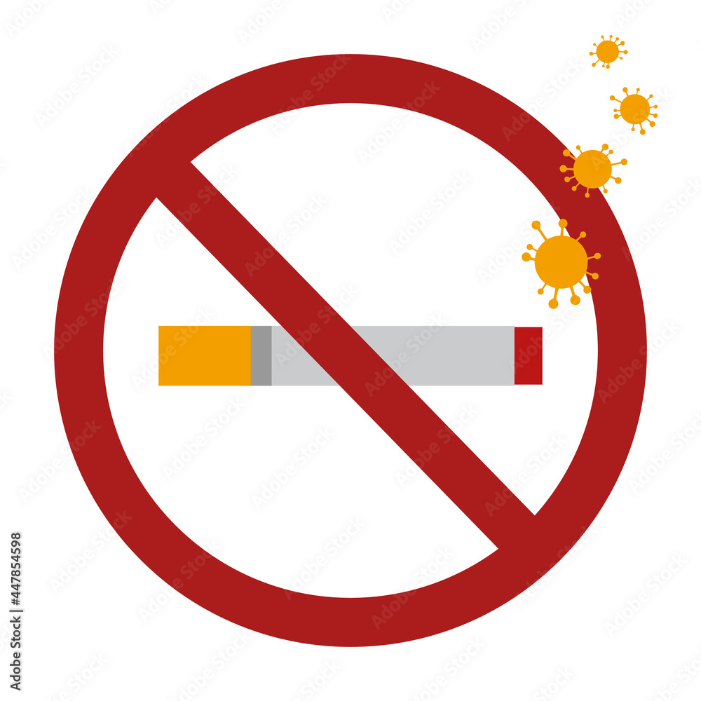 No smoking icon with virus smoke. Cigar. Spread. Banner. No smoking icon with virus smoke. Cigar. Spread. Banner.