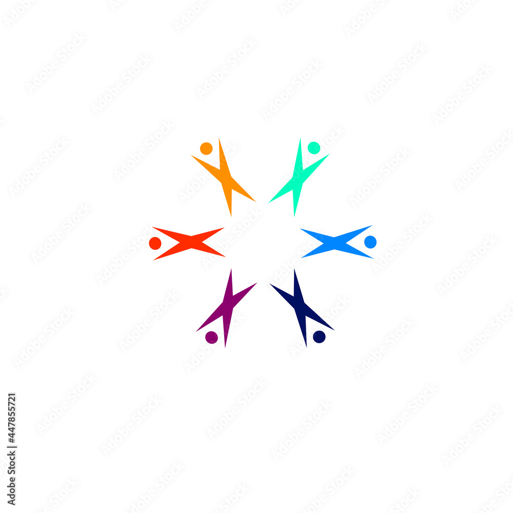 Obraz premium Colorful People Together, Coworking People, People Union, Multicultural People Team, Teamwork, Business People Sign, Symbol, Logo isolated on White