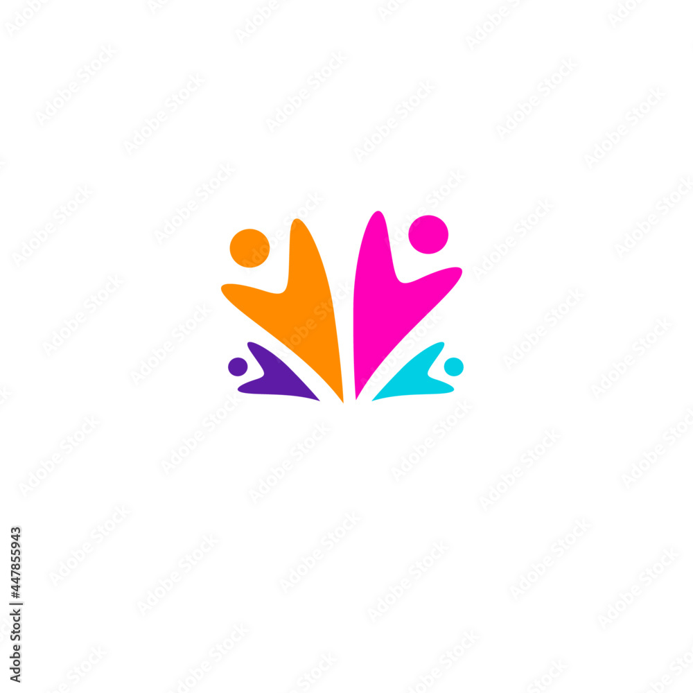 Colorful People Together, Coworking People, People Union, Multicultural People Team, Teamwork, Business People Sign, Symbol, Logo isolated on White