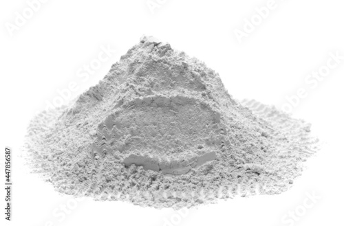 Dry plaster powder pile isolated on white background