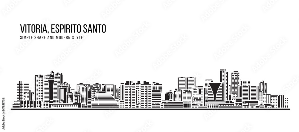 Cityscape Building Abstract Simple shape and modern style art Vector design - Vitoria city, Espirito Santo