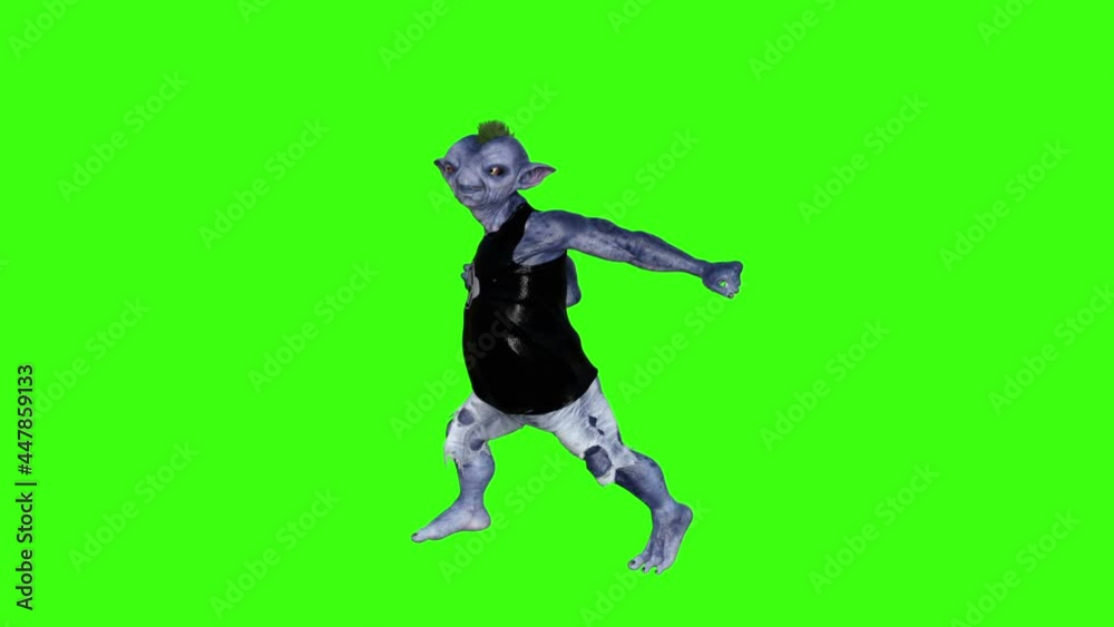 funny character alien dancing , animation, green background funny character alien dancing , animation, green background