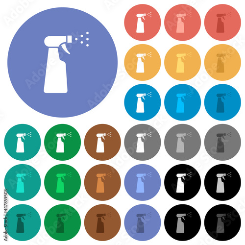 Spray bottle round flat multi colored icons