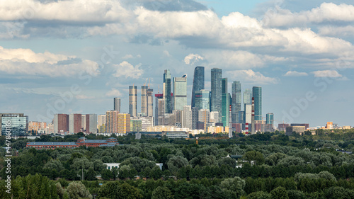 Panoramic view of the Moscow business center. Moscow City. Skyscrapers of Moscow. Contemporary Russian architecture. © colorshadow