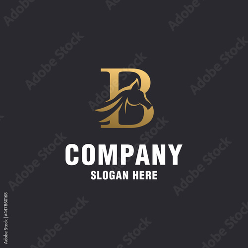 Luxury letter B with abstract horse logo template