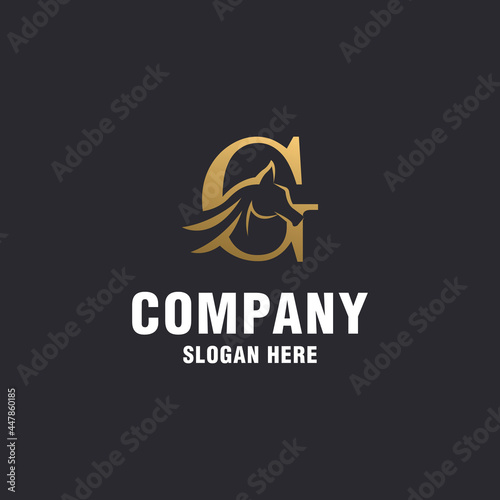 Luxury letter G with abstract horse logo template