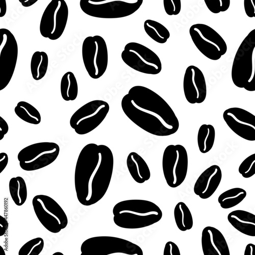 Black coffee beans isolated on grey background. Black coffee beans poster for cafe wall.