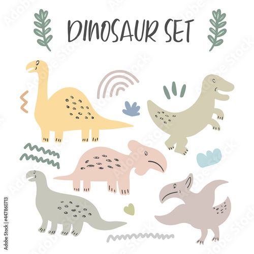 Set of cute dinosaurs isola...