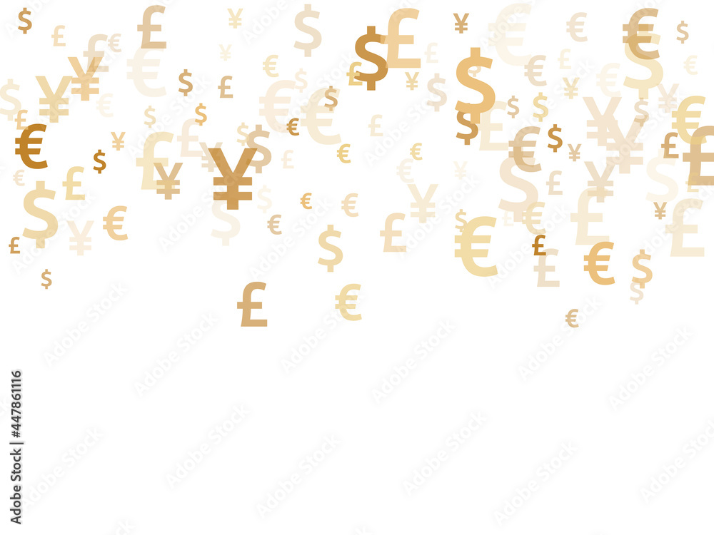 Euro dollar pound yen gold signs flying money vector design. Forex concept. Currency icons british,