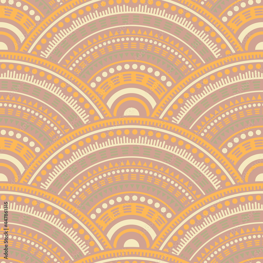 Ethnic circle shapes seamless geometric pattern. Ethnic circle shapes seamless geometric pattern.