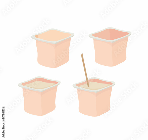 An open jar of yogurt for breakfast. Full-color vector illustration on a white background.