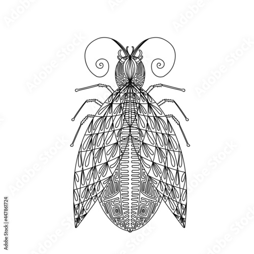 Beautiful mockup for print design. Isolated background. Cute insects vector illustration. Vector isolated outline color drawing. Insect character.