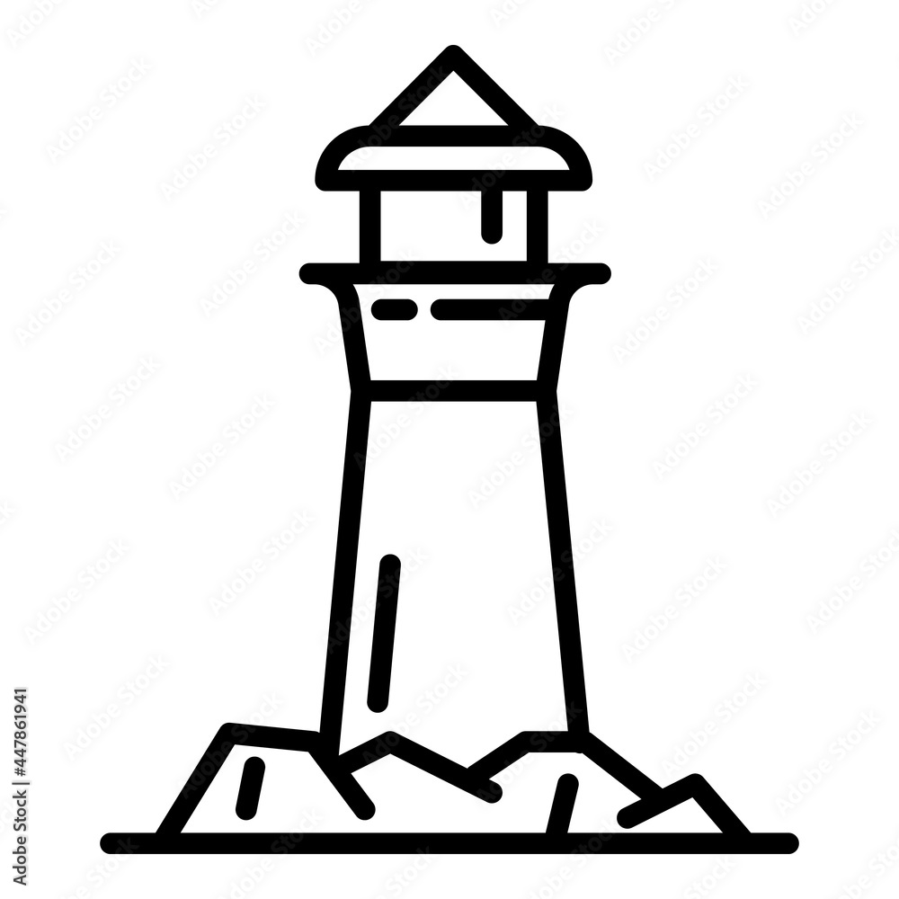 Sea lighthouse icon. Outline sea lighthouse vector icon for web design isolated on white background