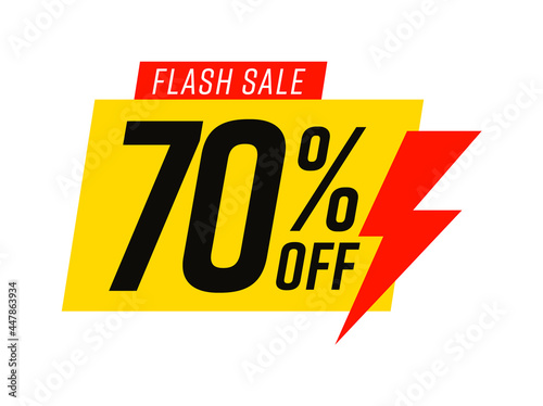 Flash sale 70 percent off template with lightning isolated