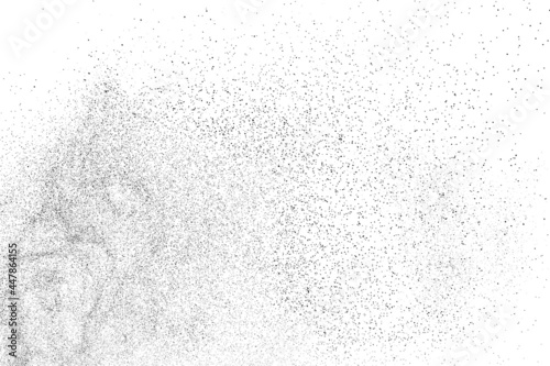Distressed black texture. Dark grainy texture on white background. Dust overlay textured. Grain noise particles. Rusted white effect. Grunge design elements. Vector illustration, EPS 10. 