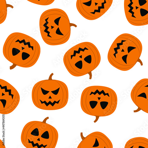 Halloween pumpkins. Seamless pattern tile.