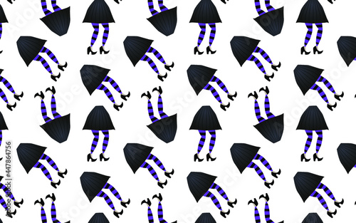 Tile pattern background with witch skirts and legs. Banner. Halloween.