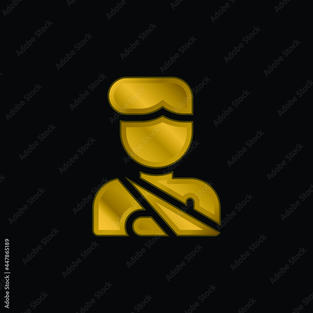 Accident gold plated metalic icon or logo vector
