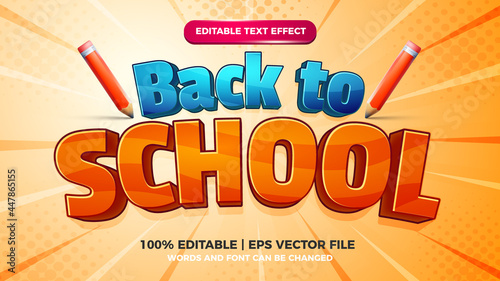 back to school cartoon editable text effect template style on halftone comic background