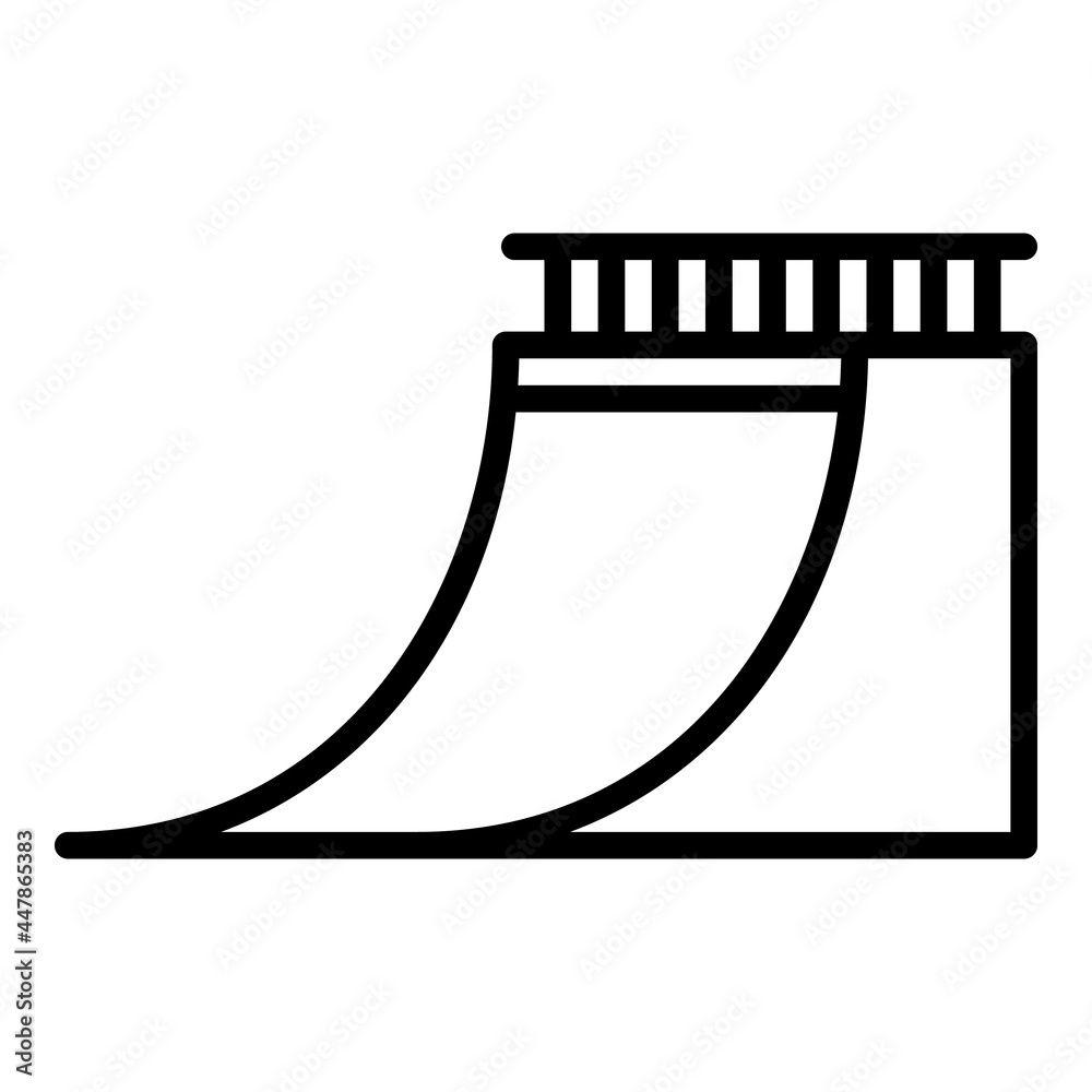 Skateboard jump wall icon. Outline skateboard jump wall vector icon for web design isolated on white background