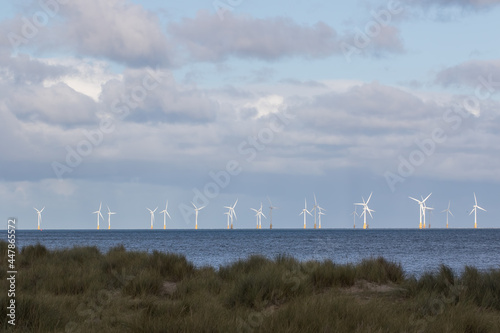 Scroby Sands offshore wind farm turbines Great Yarmouth UK photo