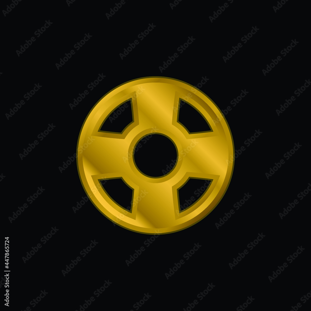 Naklejka premium Beach Float gold plated metalic icon or logo vector