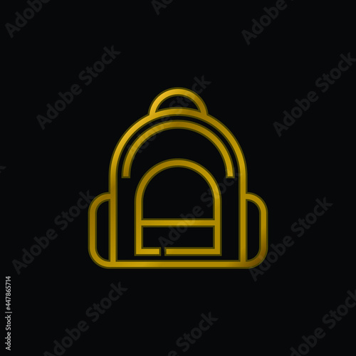 Backpack gold plated metalic icon or logo vector