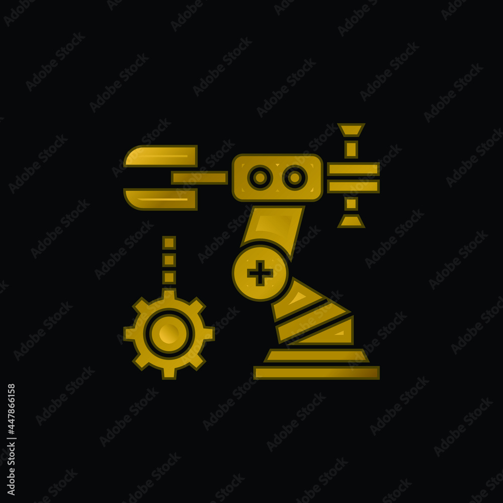 Assembly gold plated metalic icon or logo vector Assembly gold plated metalic icon or logo vector