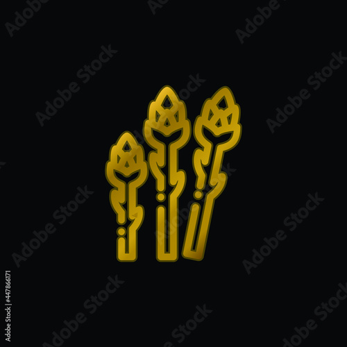 Asparagus gold plated metalic icon or logo vector