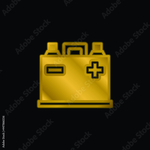 Battery gold plated metalic icon or logo vector
