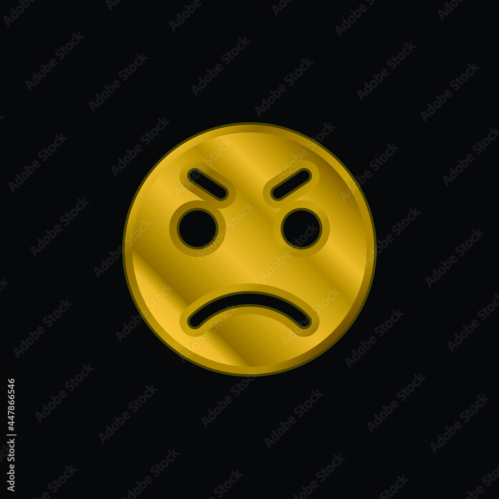Anger gold plated metalic icon or logo vector Anger gold plated metalic icon or logo vector