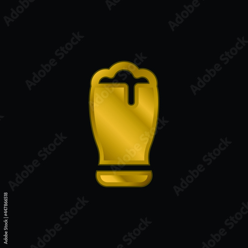 Beer gold plated metalic icon or logo vector