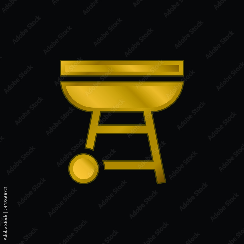 Barbecue gold plated metalic icon or logo vector Barbecue gold plated metalic icon or logo vector