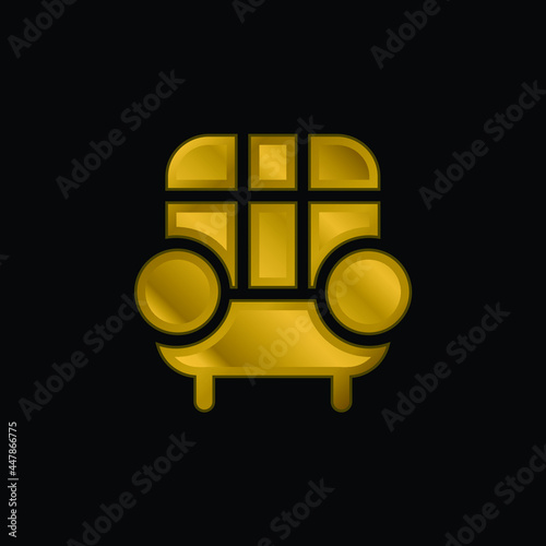 Armchair gold plated metalic icon or logo vector